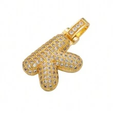 1入鑲嵌泡泡字母金鍍吊墜項鍊,26個字母供男女日常佩戴