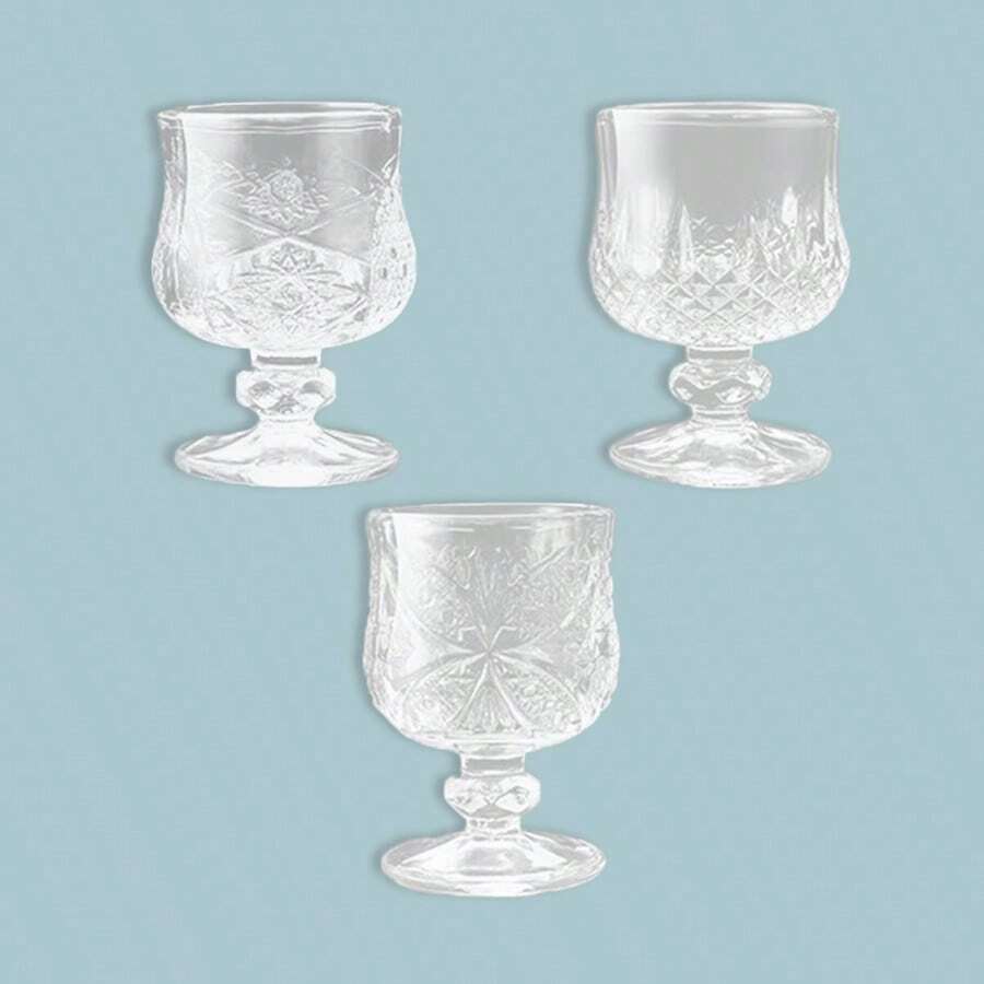 创意复古白葡萄酒杯，金色高脚雕花杯，极具吸引力的迷你高脚杯，适用于烈酒和甜酒，家用 - 多款 - 查看 1