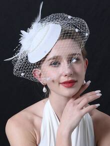 Fascinators Nón 20 50 Mũ Hộp Đựng Thuốc Mũ FlowerTea Đảng Mũ Có Mạng Che Mặt Cho Bé Gái Và Phụ Nữ - A - Xem 1