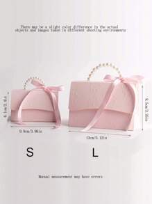 Set de 3 bolsas de regalo decoradas con perlas con caja de caramelos impresa y cinta de seda (con perlas), perfectas para bodas, fiestas, cumpleaños, decoración de festivales y regalos de Acción de Gracias, Navidad y Día de San Valentín