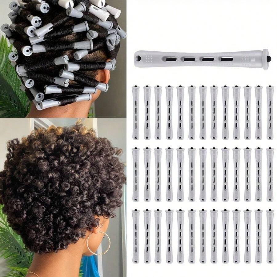 Set de 40piezas de rulos para permanentes - Crea ondas y rizos naturales en el cabello - Adecuado para peinados de bricolaje y estilos para cabello largo, medio y corto,herramientas para el cabello - Gris - Ver 1