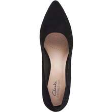Clarks Teresa Step 女式麂皮尖头粗跟鞋 - 黑色 - 查看 3