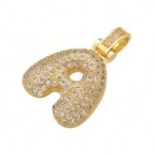 1入鑲嵌泡泡字母金鍍吊墜項鍊,26個字母供男女日常佩戴