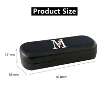 英文字母眼鏡盒-硬殼PU皮革AZ字母眼鏡盒ID字母表護身符眼鏡盒，適用於太陽眼鏡眼鏡盒(黑色)