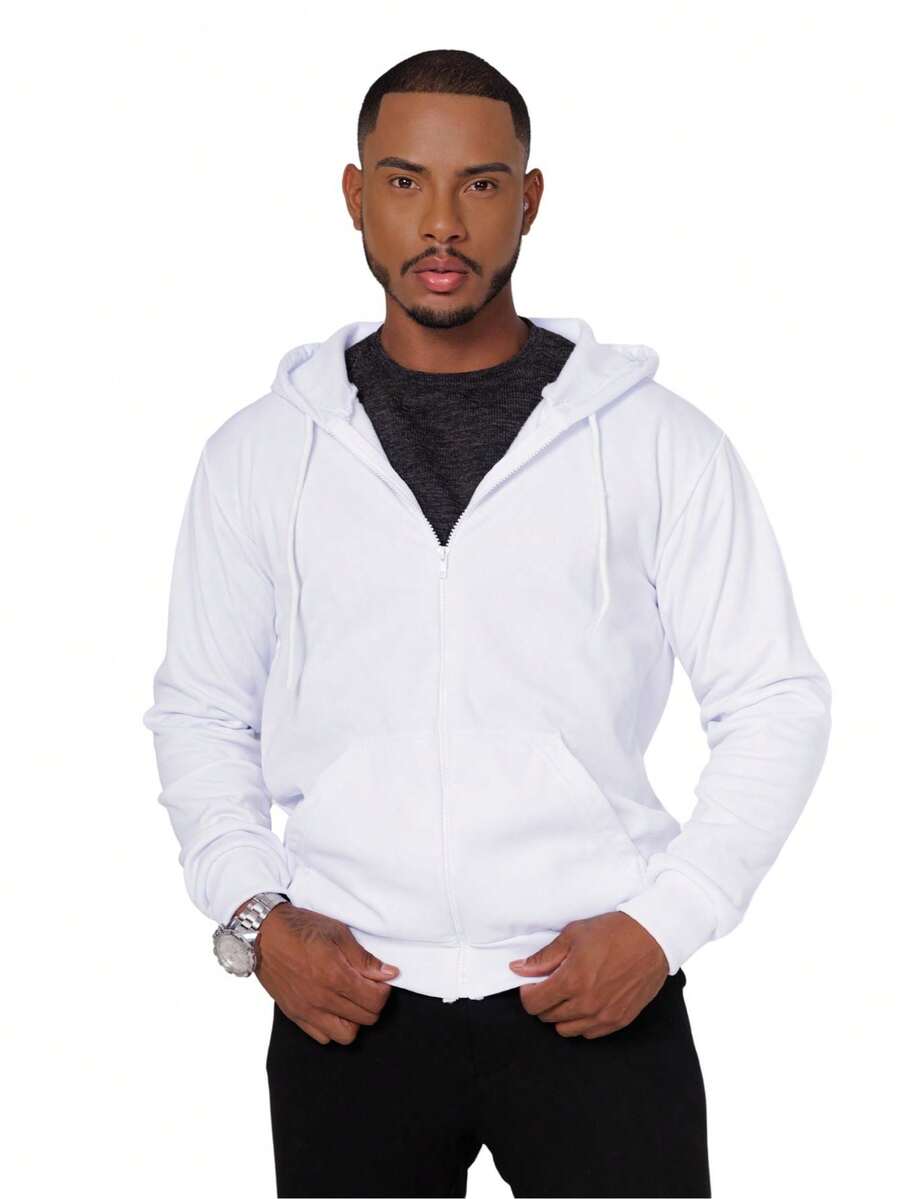 Men Zip-Up Hoodies - 白色 - 查看 1