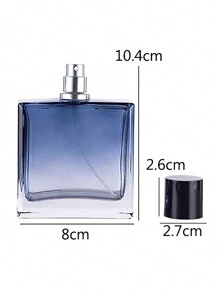 1 pieza Botella de decantación de perfume de vidrio cuadrada y plana de alto nivel con degradado de color de 100 ml y pulverizador, que incluye herramienta de transferencia de perfume - Celeste - Ver 7