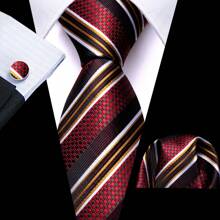 Men Formal Ties Pink Green Purple Blue Striped Wedding Tie And Handkerchief Square Set Vintage Necktie - Multicolor - View 28