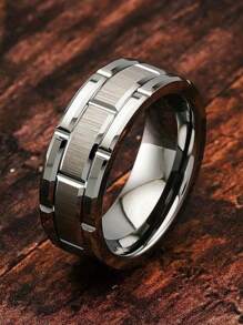 1 Pc Fashion Silvery Couple Rings For Lover's Stainless Steel Men Rings Cute Women Rhinestones Ring Set Wedding Band Vlentine's Day Gift - Men's Rings - View 4