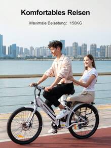 EVERCROSS EK8S Electric Bike, Electric Mountain Bike 250W Power, 7 Speed Shift, 30-90km Range, 26 Inch Electric Bicycle, Removable Battery, Shock Absorbing Seat, Multiple Speed Options - 白色 - 查看 6
