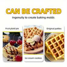 1pc Durable Aluminum Alloy Waffle Maker With Long Handle And Non-Stick Plates - Perfect For Baking Double-Sided Waffles At Home - Black - View 6