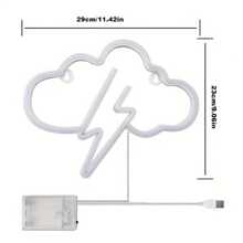 1入組閃電雲LED霓虹燈，USB/電池供電霓虹燈，適用於臥室裝飾、婚禮裝飾、生日裝飾、派對裝飾、婚禮用品、遊戲室裝飾、家居裝飾、牆面裝飾 - 彩色 - 查看 5