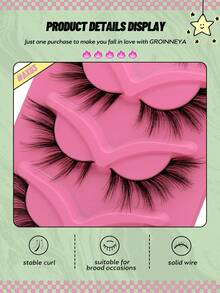 GROINNEYA 5 Cặp Lông mi giả Lông mi mắt mèo mới Lông mi giả tự nhiên 3D Fluffy Soft Cross Manga Lashes Wispy Trang điểm mở rộng lông mi tự nhiên (AX03) - màu đen - Xem 5