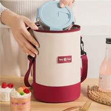 1 件新款圆形午餐袋，带肩带，多层圆形午餐盒袋，适合露营、野餐、教室、学校、办公室、厨房储藏和整理、厨房配件、储藏、厨房整理器、厨房用品、房间装饰、家居装饰。 - 彩色 - 查看 3