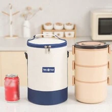 1 件新款圆形午餐袋，带肩带，多层圆形午餐盒袋，适合露营、野餐、教室、学校、办公室、厨房储藏和整理、厨房配件、储藏、厨房整理器、厨房用品、房间装饰、家居装饰。 - 彩色 - 查看 2