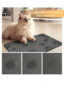 1 Pc Pet Feeding Mat, Absorbent Cat Food DogFood Mat, Cat Dog Mat, Quick Dry Non-Slip, EasyCleaning Cat Dog Water Dispenser Mat, PetSupplies, Cat Dog Water Bowl Mat