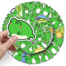 50入組卡通青蛙可愛有趣風格的貼紙，防水，適用於成人、青少年裝飾行李箱、水瓶、手機、筆記本電腦、滑板、行李箱、頭盔，自粘式 - 彩色 - 查看 2