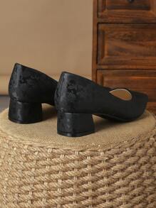 MonaNise 女士时尚舒适石纹尖头低帮一脚蹬高跟鞋，复古棕色，适合通勤、商务、户外、旅行、休闲、高端，黑色 - 黑色 - 查看 7