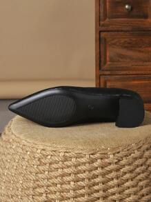 MonaNise 女士时尚舒适石纹尖头低帮一脚蹬高跟鞋，复古棕色，适合通勤、商务、户外、旅行、休闲、高端，黑色 - 黑色 - 查看 8