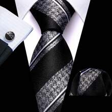 Men Formal Ties Pink Green Purple Blue Striped Wedding Tie And Handkerchief Square Set Vintage Necktie - Multicolor - View 5