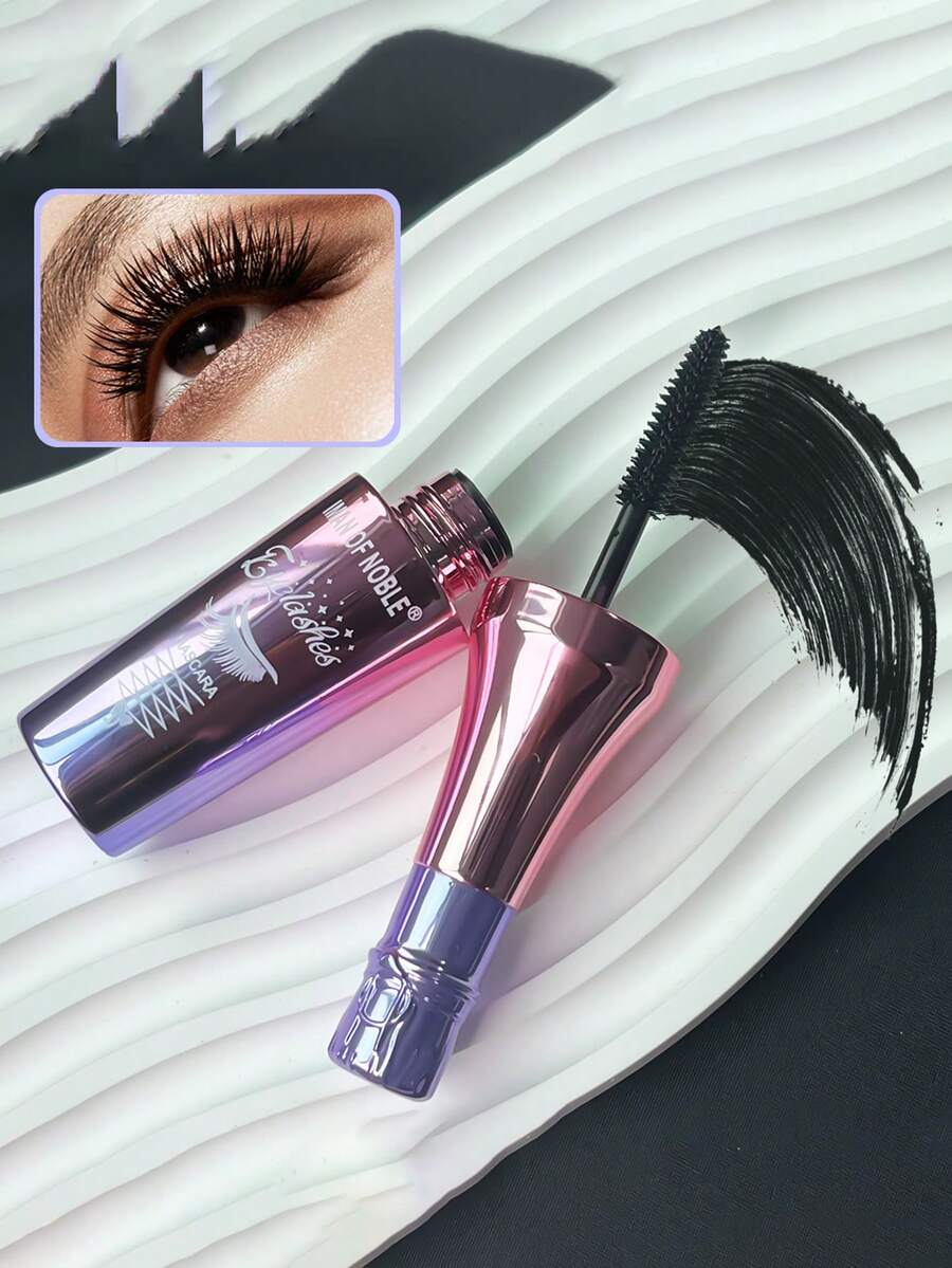 1入便攜式葡萄酒瓶形狀黑色睫毛膏，纖長、增厚、捲翹、不脫妝，自然妝容，持久不脫落，12克 - 黑色 - 查看 1