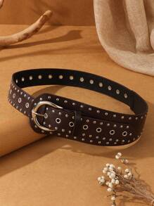 1pc Women's Heavy Duty Western Style Belt With Blackened Distressed Look And Studded Details Halloween Summer, School Fall, Autumn, Halloween