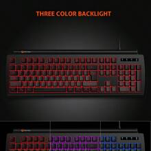 全尺寸白色有线薄膜电脑游戏办公键盘，带冰蓝色背光 - 黑色 - 查看 3