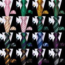 Men Formal Ties Pink Green Purple Blue Striped Wedding Tie And Handkerchief Square Set Vintage Necktie - Multicolor - View 8