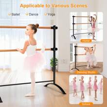 4 FT Portable Ballet Barre, Freestanding Double Ballet Bar, Height-Adjustable Bar For Stretch, Ballet, Workout, Fitness Dance Bar, Home Gym School Balance Ballet Barre For Adults & Kids - Black - View 3