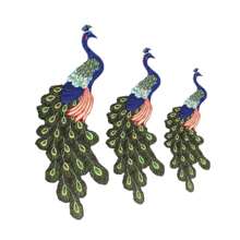 Juego de parches bordados con lentejuelas con patrón de pavo real y brillo chispeante para decoración de ropa - 1 pieza - Multicolor - Ver 8
