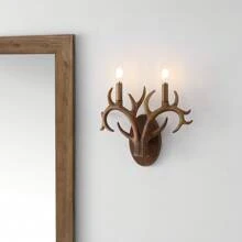 JONATHAN Y O'akley 13.25" 2-Light Southwestern Bohemian Resin/Iron Faux Antler LED Sconce