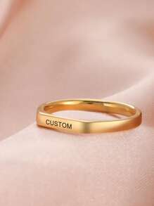 Customized Stainless Steel Flat Cut Ring, Unisex Name And Date Engraved Couple Personalized Ring, Anniversary Gift For Friends