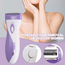 1入便攜式電動女性脫毛器，按鈕式USB充電式電動修剪器，適用於女性夏季脫毛護膚（14*4.7cm） - 紫色 - 查看 1