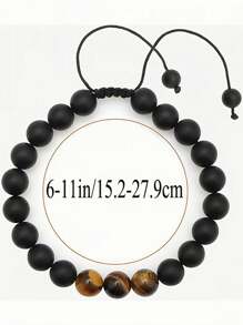 1對校園回歸特別禮物，畢業紀念手鐲，虎眼石手鍊自然虎眼石手鍊男士手鍊壓力緩解焦慮手鍊，適合聖誕節日常生活贈品兒子 - 黑色 - 查看 5