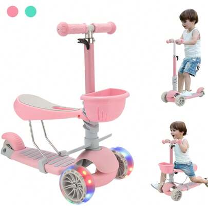 Patín Del Diablo Scooter Para Niños 3 Ruedas Con Asiento Y Luces, para ejercitar equilibrio y coordinación, Para Niños y Niñas
