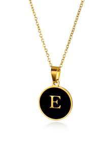 優雅精美的O形鍊環26個字母項鍊吊墜，金色簡約項鍊，適合作為女孩的節日生日禮物，不鏽鋼珠寶