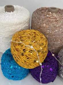 50/Ball 140M Hand Knitting Yarn 3mm+6mm Sequins Yarn DIY For Woman Woollen Sweater Hat Scarf - Multicolor - View 3