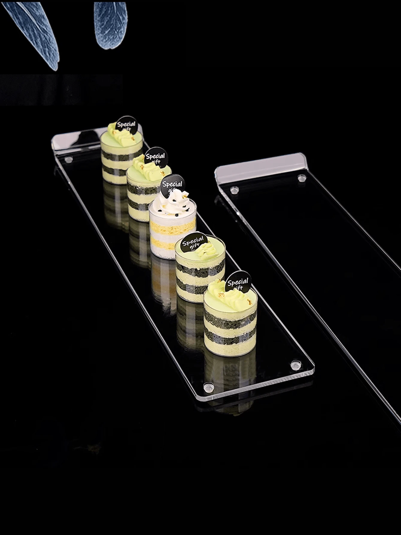 1入組亞克力透明食品和甜點展示架 - 白色 - 查看 1