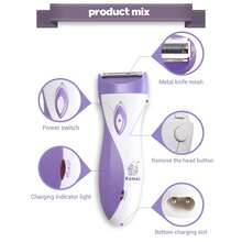1入便攜式電動女性脫毛器，按鈕式USB充電式電動修剪器，適用於女性夏季脫毛護膚（14*4.7cm） - 紫色 - 查看 3