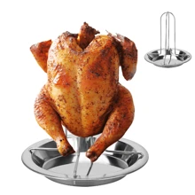 1PC Grilled Chicken Rack, Silver Stainless Steel Chicken Roaster Rack, Turkey Stand Holder For Kitchen - Silver - View 11