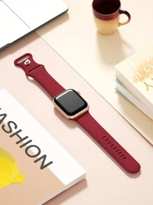 1 szt. bordowy, uroczy, swobodny, miękki silikonowy pasek do zegarka sportowego z zapięciem motylkowym, wygodny, regulowany, wodoodporny pasek do zegarka 38/40/41/42/44/45/46/49 mm, do zegarków Series Ultra/SE/11/10/9/8/7/6/5/4/3/2/1, inteligentne akcesoria do zegarków