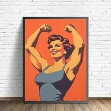 1入組，無框帆布壁畫廚房海報強大的女人繪畫美學家居裝飾，朋友禮品壁畫裝飾，適用於客廳、臥室、辦公室、酒吧牆壁裝飾 - 彩色 - 查看 13
