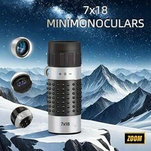 7x18微型單筒望遠鏡，高清晰度，BAK4稜鏡FMC鍍膜，小巧便攜，適合戶外教學、旅行、露營、遠足和觀鳥等活動 - 銀色 - 查看 1
