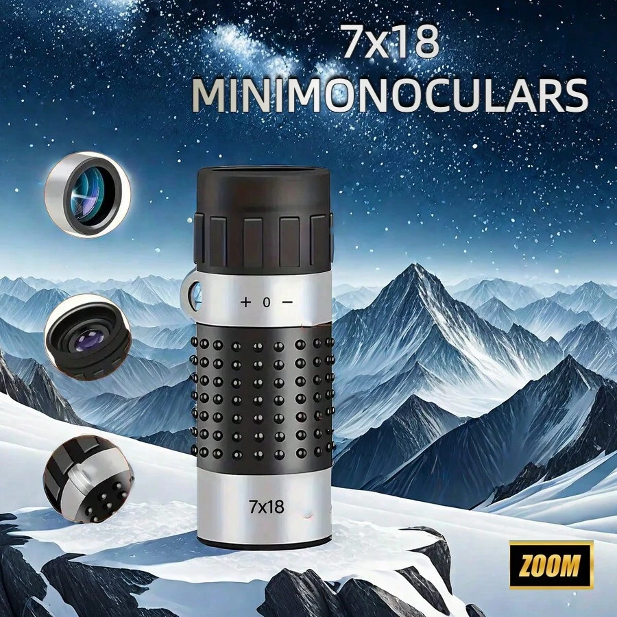 7x18微型單筒望遠鏡,高清晰度,BAK4稜鏡FMC鍍膜,小巧便攜,適合戶外教學、旅行、露營、遠足和觀鳥等活動 - 銀色 - 查看 1