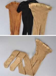 New Professional Hard Mesh Solid Latin Dance Fishnet Stockings Competition Special Pantyhose Sole Non Slip Bone Line Oxford Tights - Beige - View 3