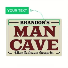 1入組定制個性化男士洞穴標誌，自定義名字，男人、父親、兒子禮物，12x8英寸金屬牆標，用於男士洞穴裝飾 - 彩色 - 查看 1