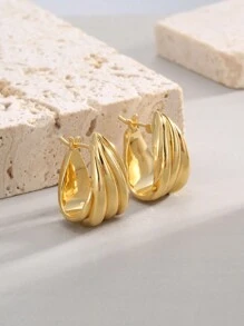 Charm-In Thick Earrings, Teardrop-Shaped Earrings, 18K Gold Plated Earrings - Hypoallergenic And Fade-Resistant Earrings. Jewelry Gift, Suitable For Giving To Girlfriend, Mother Or Wife.