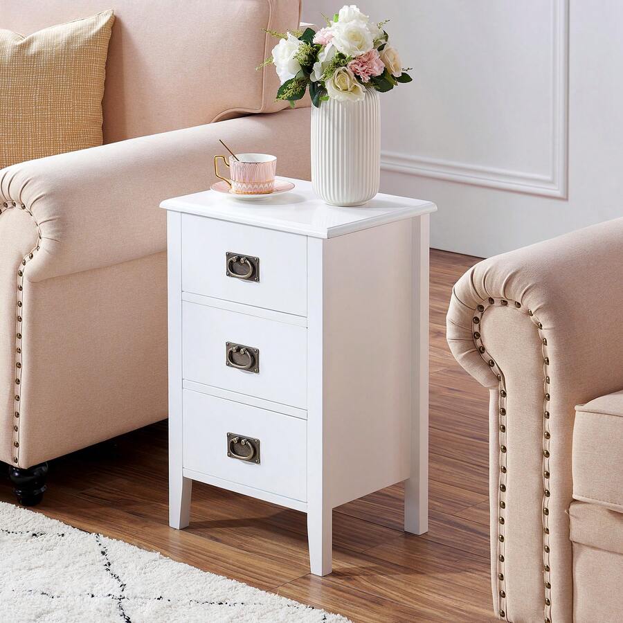 Modern Versatile Nightstand With Drawer Storage For Bedroom Bedside Table For Small Space - White - View 1