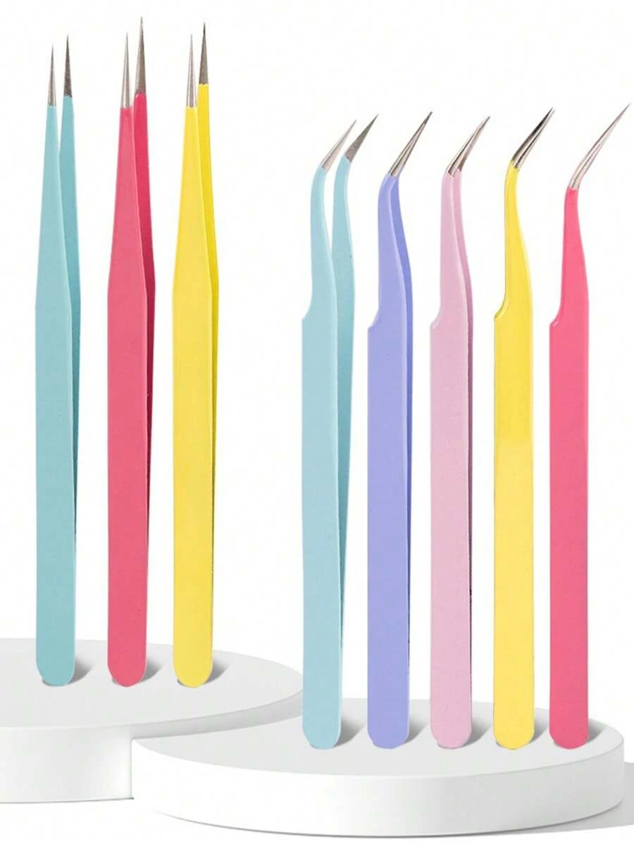 馬卡龍色不銹鋼鑲嵌口彩刻刀 Diy首飾製作工具套件,包括剪切、雕刻、鑲嵌、抗靜電彎頭和直頭鑲嵌夾 - 鑷子 - 查看 1