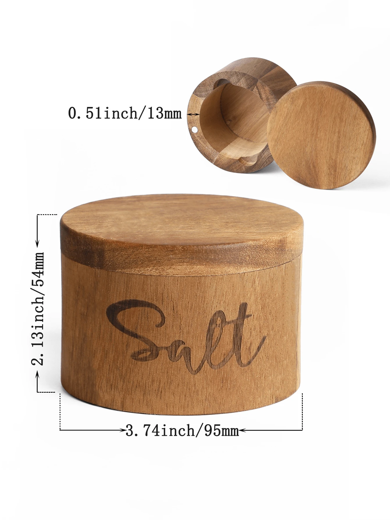 1/2pcs Acacia Wood Salt And Pepper Box Set With Rotating Lid