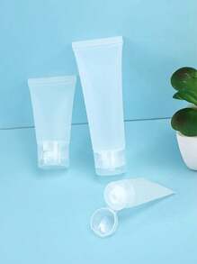 3pcs Empty Refillable Cosmetic Soft Tube Vial Bottles With Flip Cover Makeup Travel Sample Packing Storage Holder Container For Toothpaste Shampoo Facial Cleanser Body Lotion - White - View 1